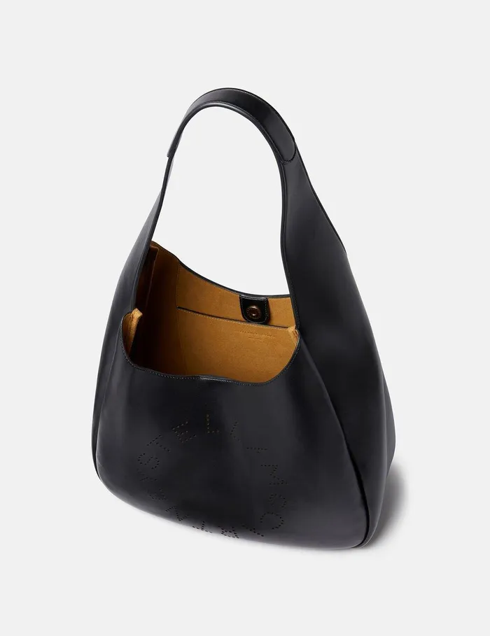 Stella McCartney TopHandle Bags Women Logo Slouchy Hobo Tote Bag Pitch Black Stella McCartney TopHandle Bags Women Logo Slouchy Hobo Tote Bag Pitch Black