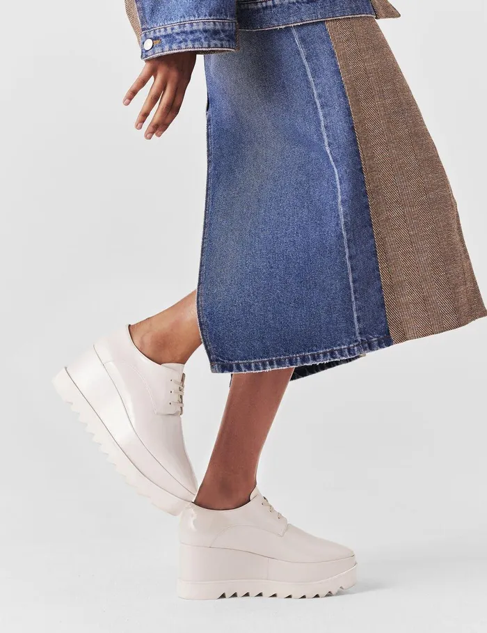 Stella McCartney Wedges Women Limited Edition Elyse Monochrome Platforms Pearl White Stella McCartney Wedges Women Limited Edition Elyse Monochrome Platforms Pearl White
