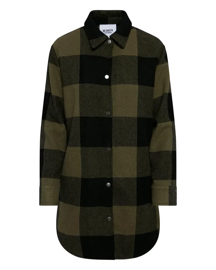 Steve Madden Eldridge Plaid Coat Sage Womens Jackets and Coats