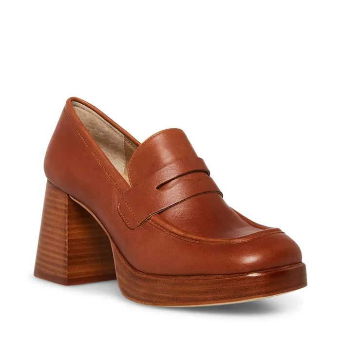 Steve Madden Marla Cognac Leather Womens Loafers Steve Madden Marla Cognac Leather Womens Loafers