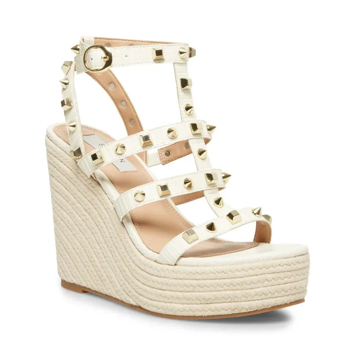 Steve Madden Sallina White Womens Wedges