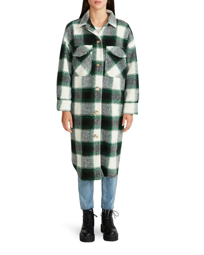 Steve Madden Santa Cruz Shacket Green Womens Jackets and Coats