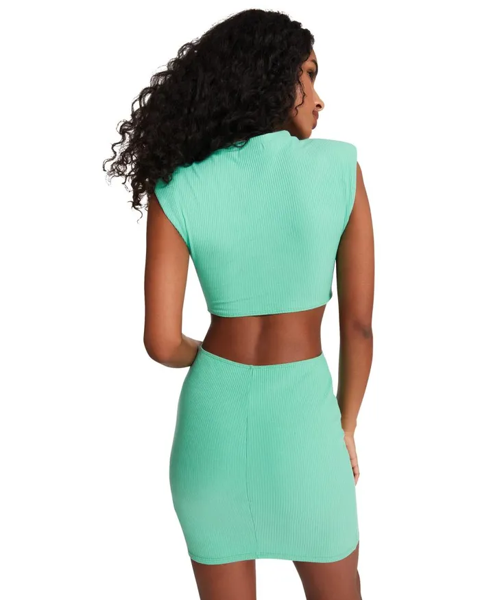 Steve Madden Shoulder Pad Mini Dress Green Womens Dresses