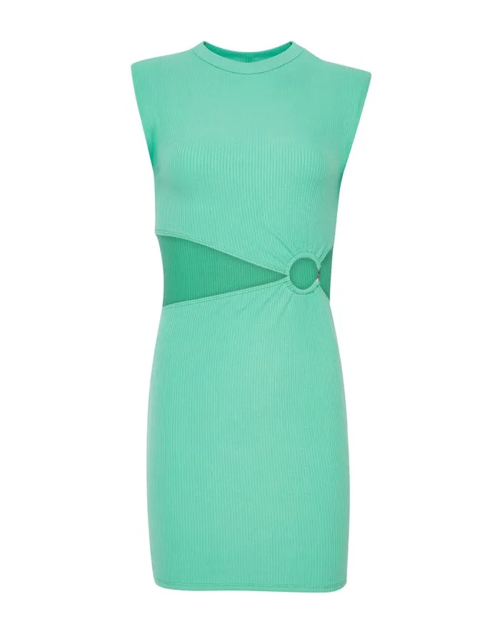 Steve Madden Shoulder Pad Mini Dress Green Womens Dresses