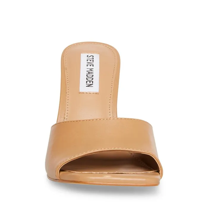 Steve Madden Signal Tan Leather Nude Leather Womens Mules