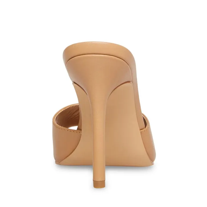 Steve Madden Signal Tan Leather Nude Leather Womens Mules
