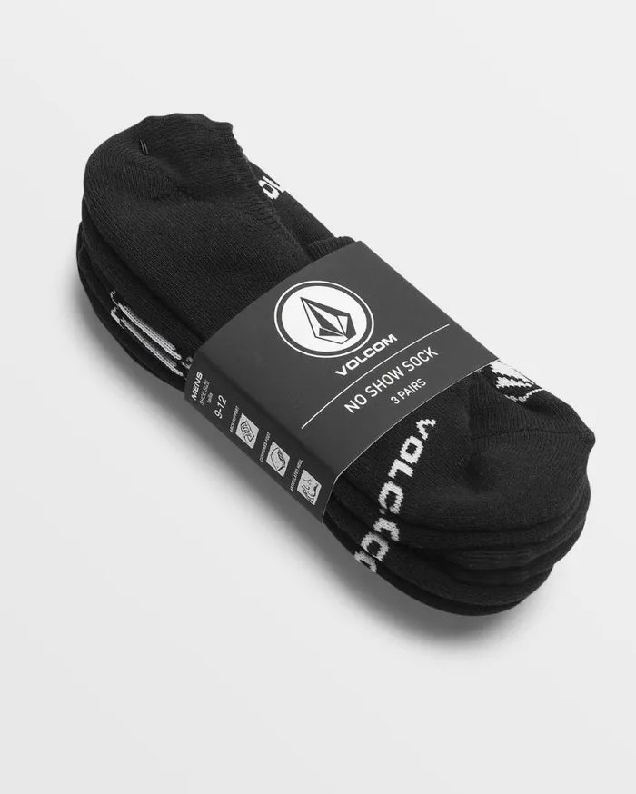 Stones No Show Sock 3 Pack 8211 Black Mens Volcom Golf