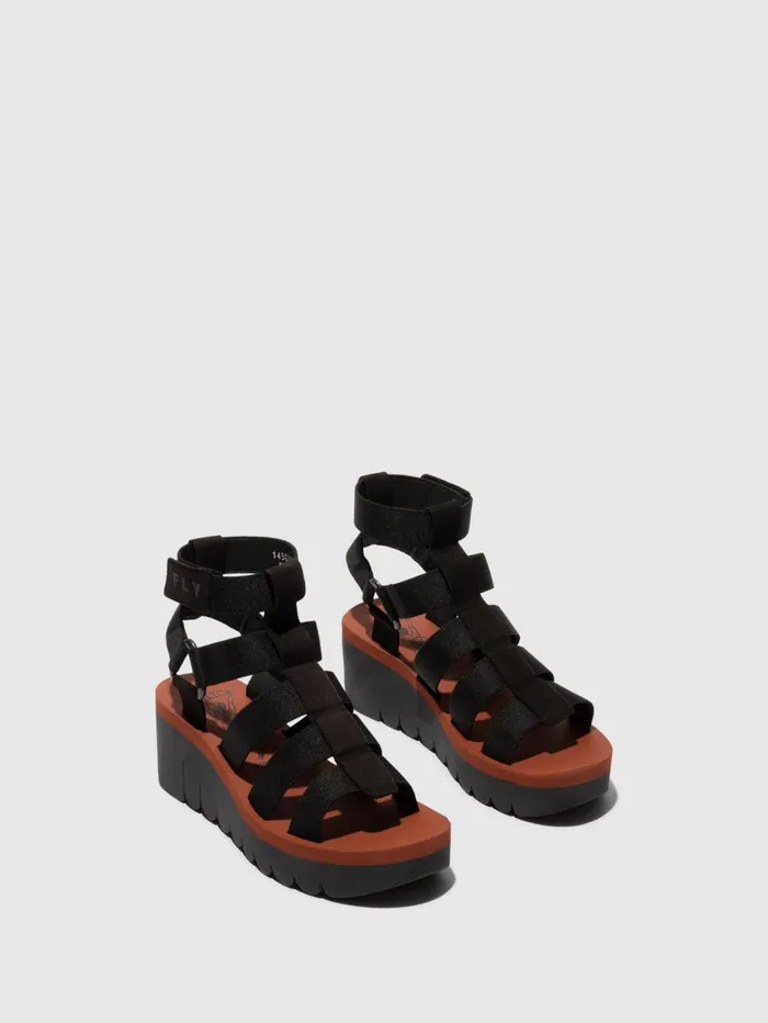 Strappy Sandals YUFI032FLY BLACKBLACKBRICK Women Fly London Sandals