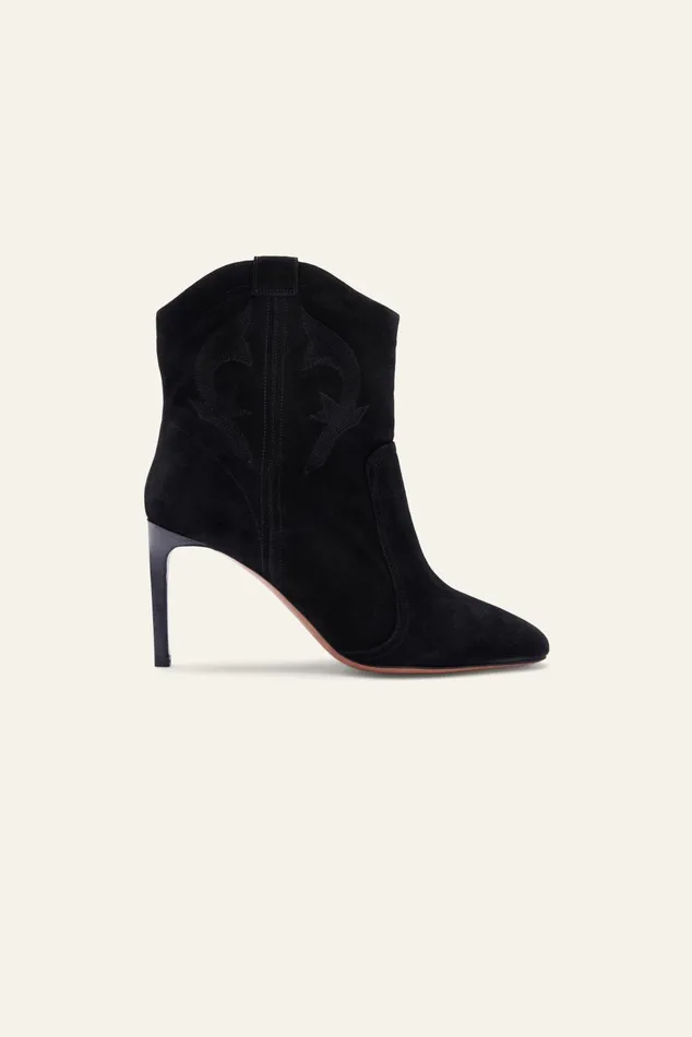 Suede High Heel Ankle Boots Caitlin Black Women Baandsh Shoes