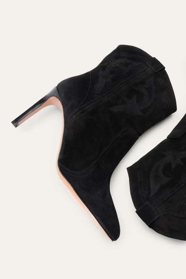 Suede High Heel Ankle Boots Caitlin Black Women Baandsh Shoes