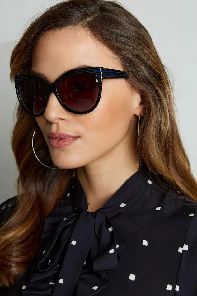 Sunglasses Women Elie Tahari Oversized Detail Sunglasses Black