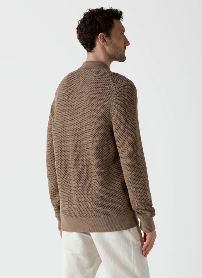Sunspel X MR PORTER Mesh Knit Jacket Oat Men SUNSPEL Knitwear