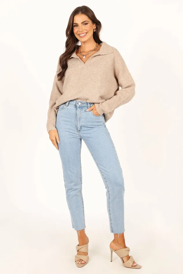 Sweaters Petal and Pup Women Shay Collar Knit Sweater Beige