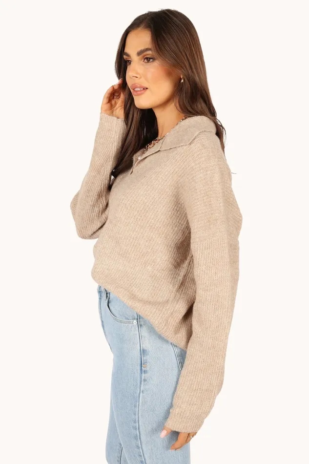 Sweaters Petal and Pup Women Shay Collar Knit Sweater Beige