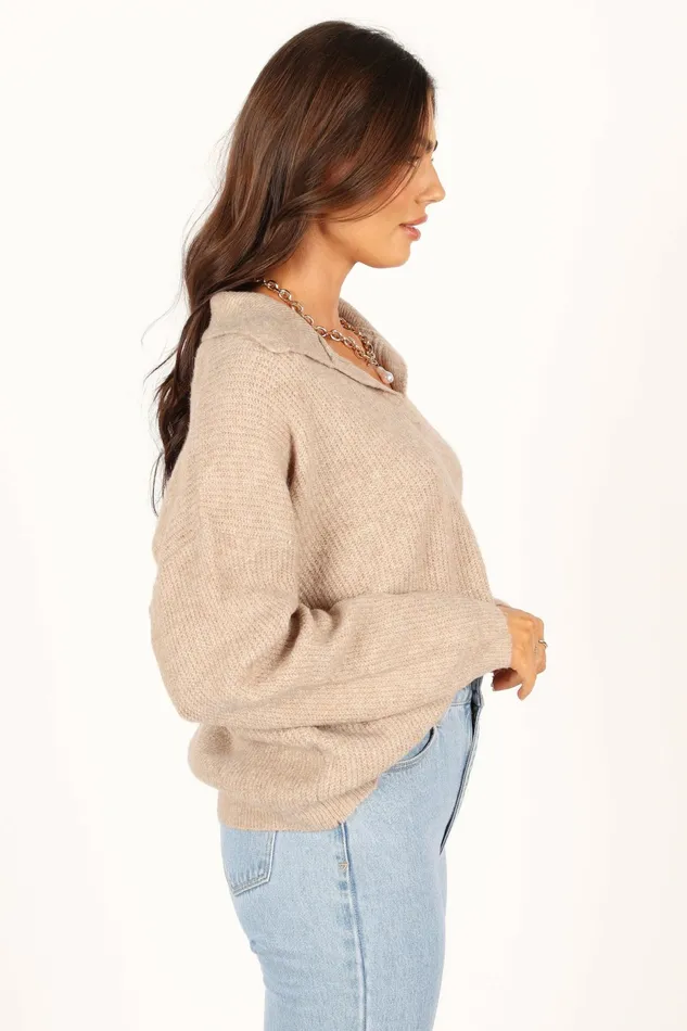 Sweaters Petal and Pup Women Shay Collar Knit Sweater Beige