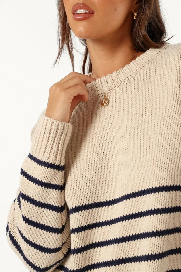 Sweaters Tenzie Stripe Knit Sweater Natural Navy Petal and Pup Women