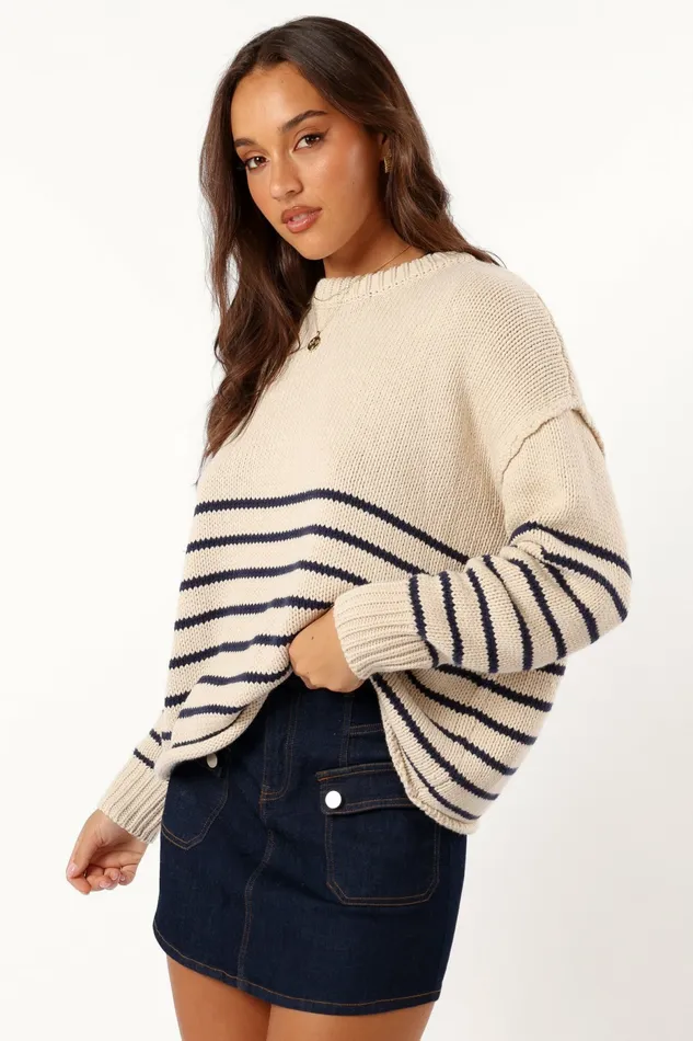 Sweaters Tenzie Stripe Knit Sweater Natural Navy Petal and Pup Women
