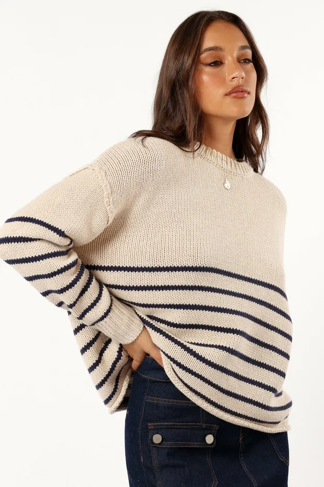 Sweaters Tenzie Stripe Knit Sweater Natural Navy Petal and Pup Women