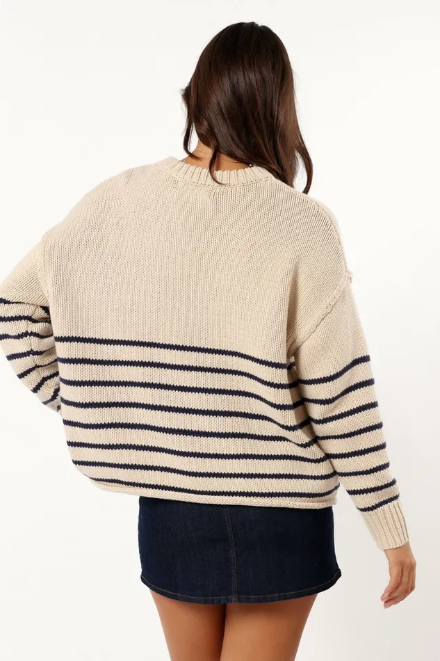 Sweaters Tenzie Stripe Knit Sweater Natural Navy Petal and Pup Women