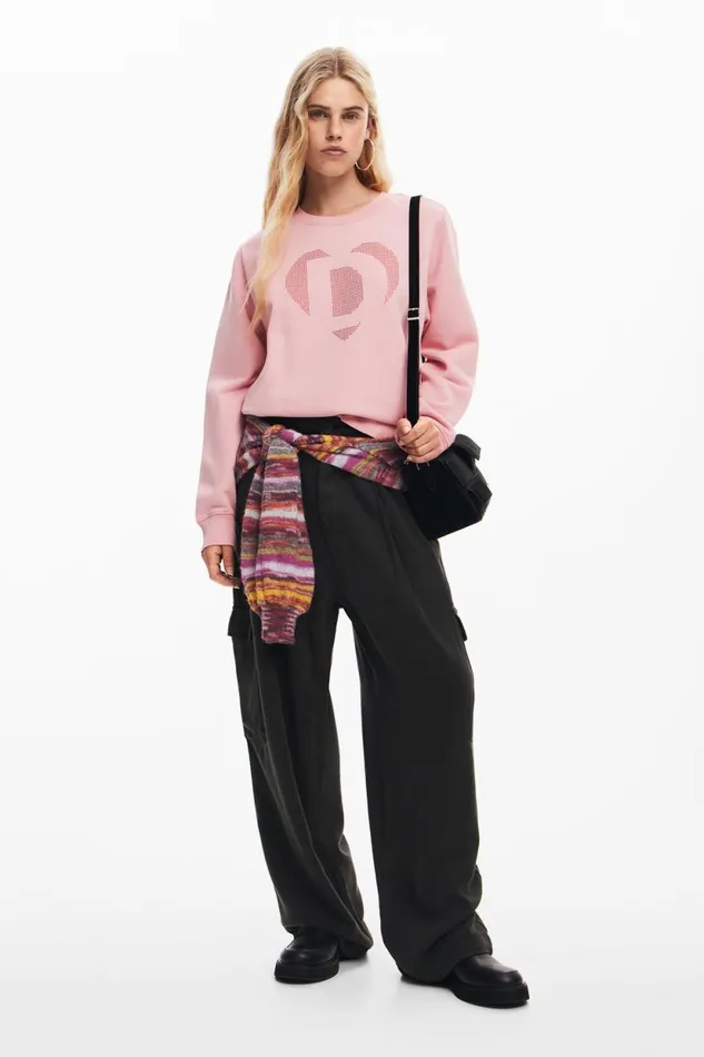 Sweaters Women Desigual Desigual Heart Sweatshirt Red