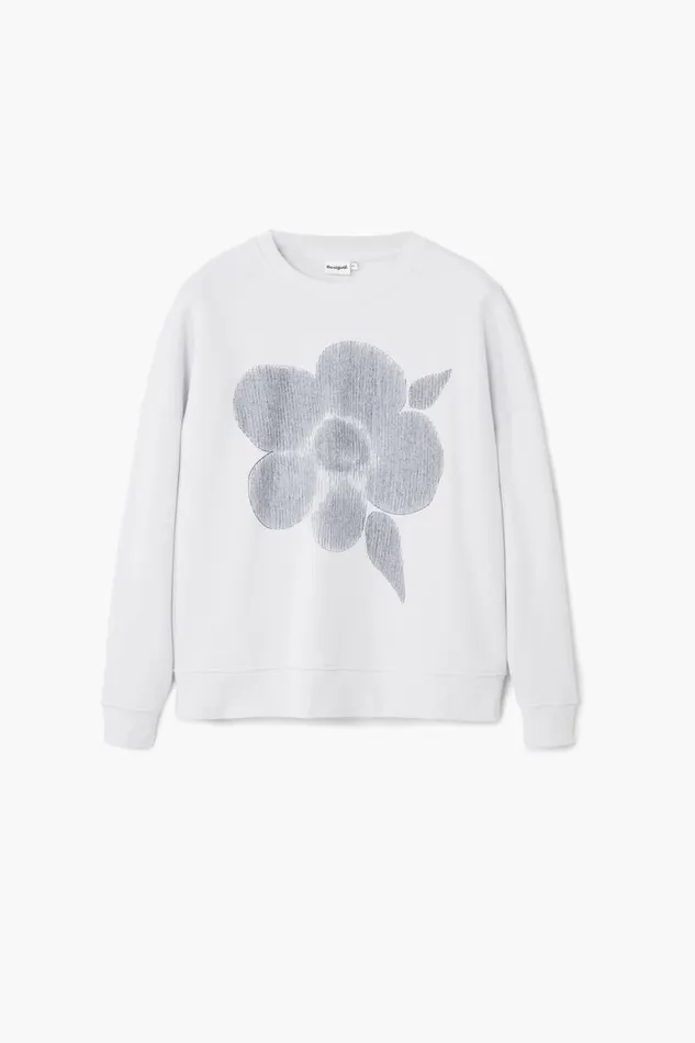 Sweaters Women Desigual Floral Print Sweatshirt White