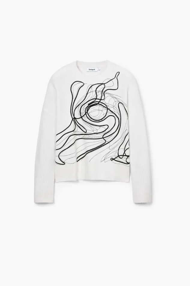 Sweaters Women Desigual M Christian Lacroix Brushstroke Sweater White