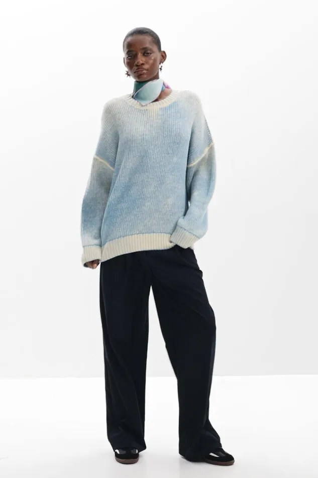 Sweaters Women Desigual Oversized Tiedye Sweater Blue