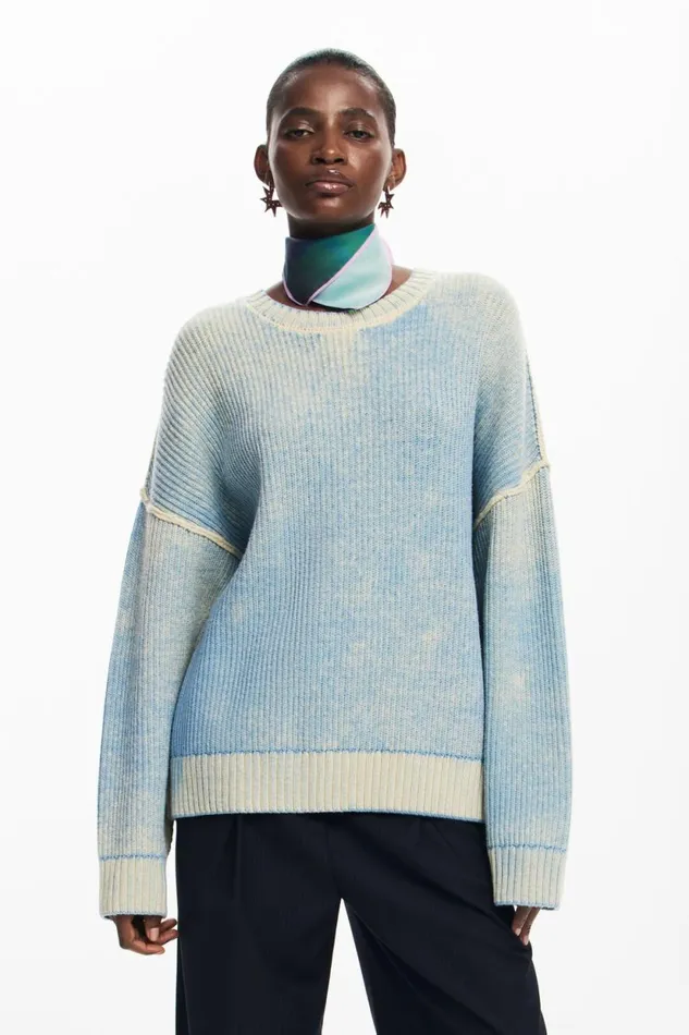 Sweaters Women Desigual Oversized Tiedye Sweater Blue