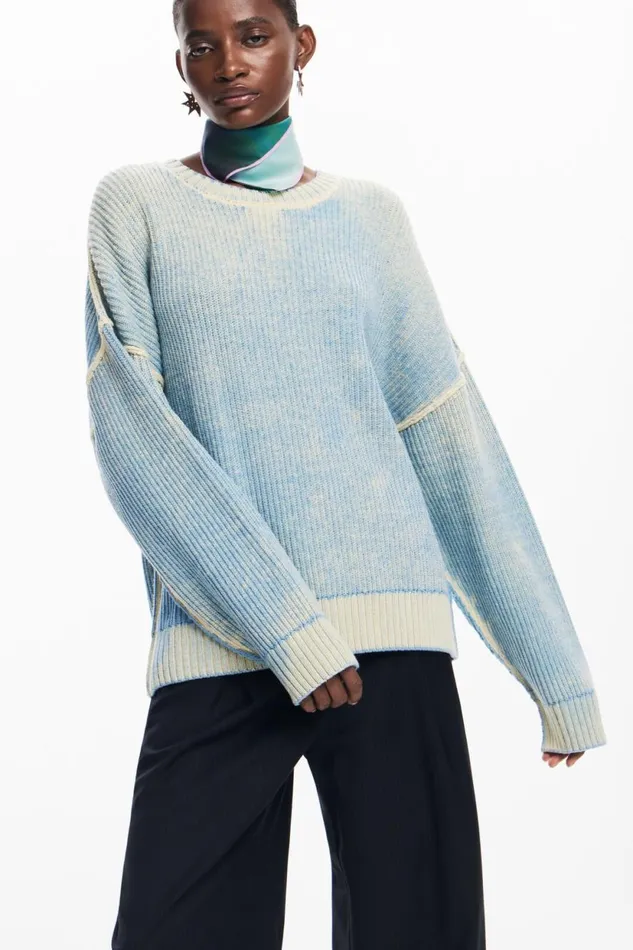Sweaters Women Desigual Oversized Tiedye Sweater Blue