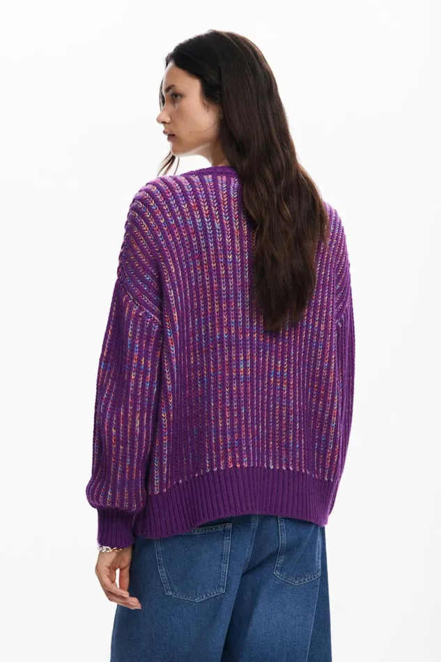 Sweaters Women Desigual Striped Knit Sweater Red