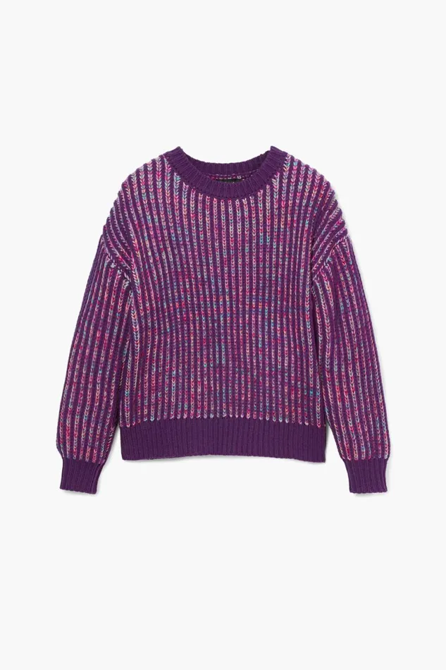Sweaters Women Desigual Striped Knit Sweater Red