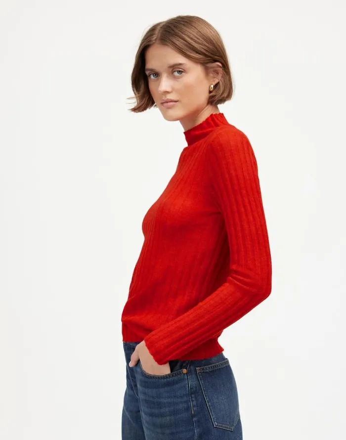 Sweaters Women Madewell AlpacaBlend Mockneck Sweater Bright Cherry