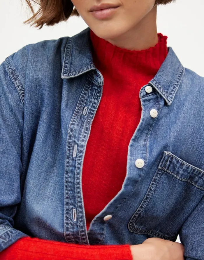 Sweaters Women Madewell AlpacaBlend Mockneck Sweater Bright Cherry