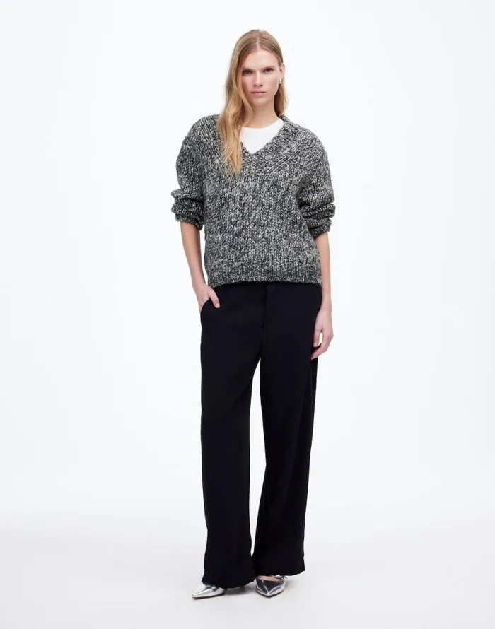 Sweaters Women Madewell Marled Chunky VNeck Sweater Cookies And Cream