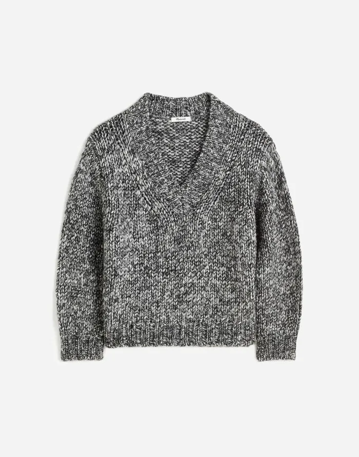 Sweaters Women Madewell Marled Chunky VNeck Sweater Cookies And Cream