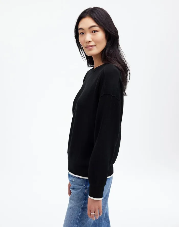 Sweaters Women Madewell Merino Wool Pullover Sweater True Black Combo
