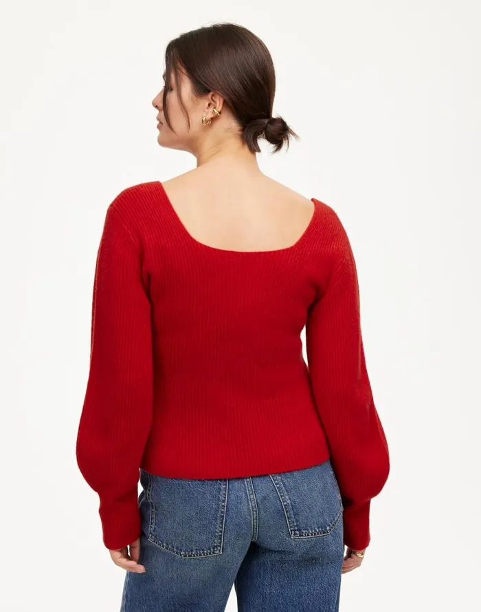 Sweaters Women Madewell SquareNeck Pullover Sweater In SoftWool Bright Cherry