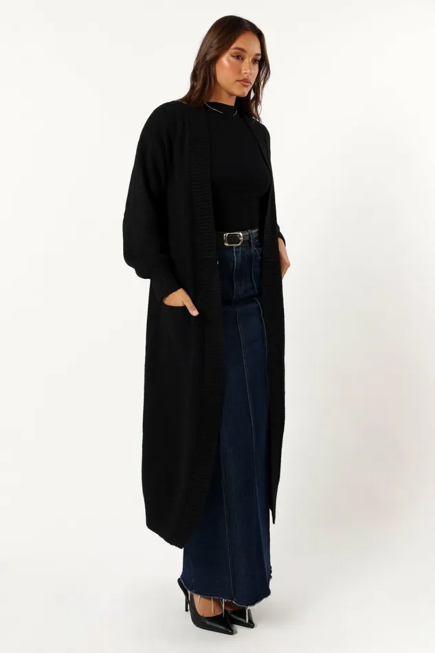 Sweaters Women Petal and Pup Nicolette Open Front Long Cardigan Black