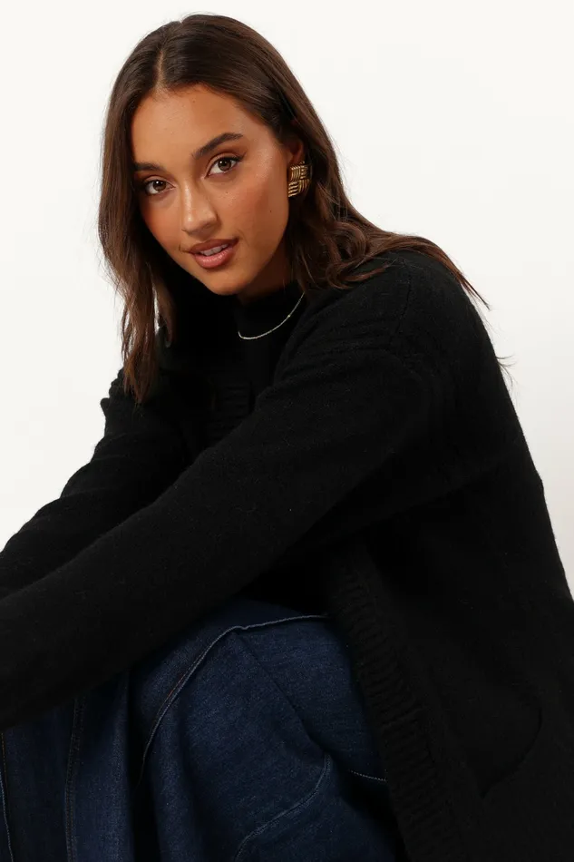 Sweaters Women Petal and Pup Nicolette Open Front Long Cardigan Black