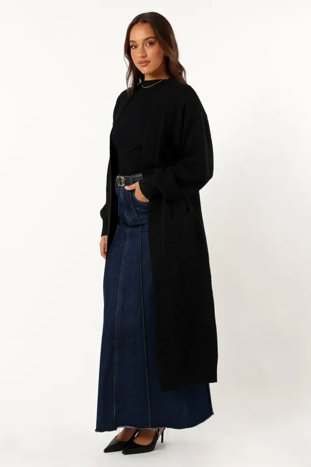 Sweaters Women Petal and Pup Nicolette Open Front Long Cardigan Black