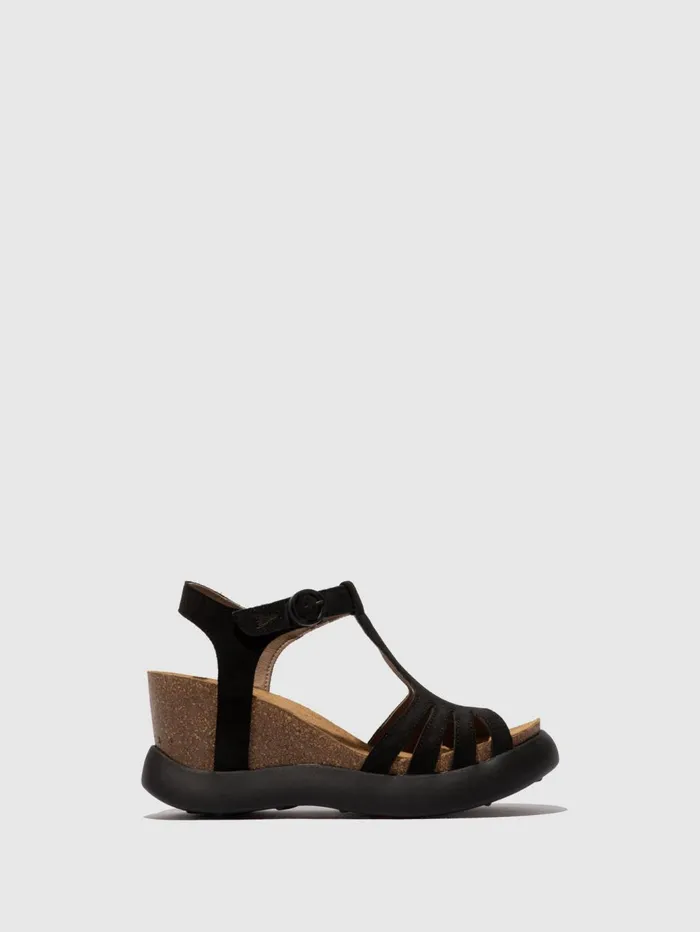 TStrap Sandals GAIT959FLY SUEDE BLACK Women Fly London Sandals