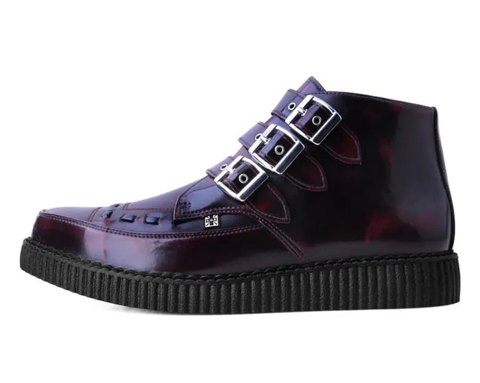 TUK Shoes Boots Men Burgundy RubOff 3Buckle Pointed Creeper Boot TUK Shoes Boots Men Burgundy RubOff 3Buckle Pointed Creeper Boot