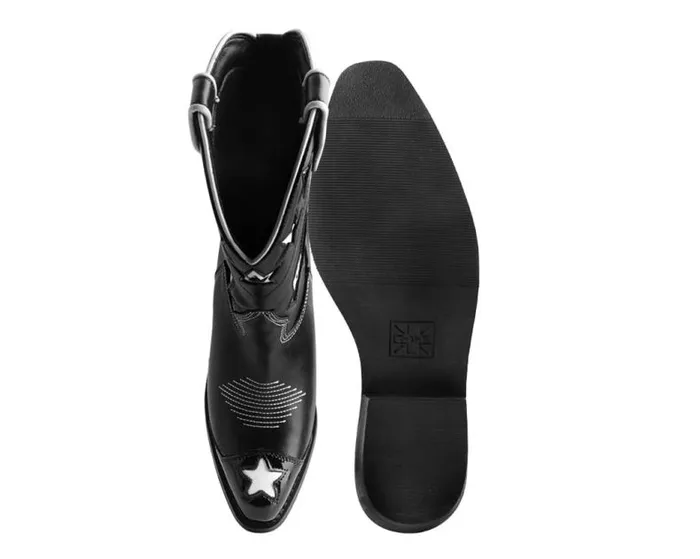 TUK Shoes Boots Women Black and White Horseshoe Star Western Boot TUK Shoes Boots Women Black and White Horseshoe Star Western Boot