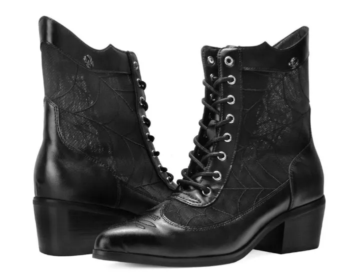 TUK Shoes Boots Women Black Victorian Mesh Spiderweb Boot TUK Shoes Boots Women Black Victorian Mesh Spiderweb Boot