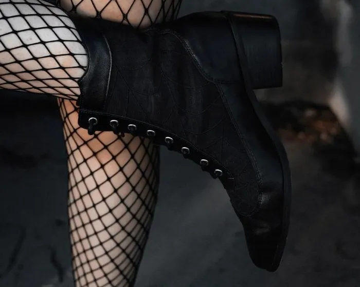TUK Shoes Boots Women Black Victorian Mesh Spiderweb Boot TUK Shoes Boots Women Black Victorian Mesh Spiderweb Boot