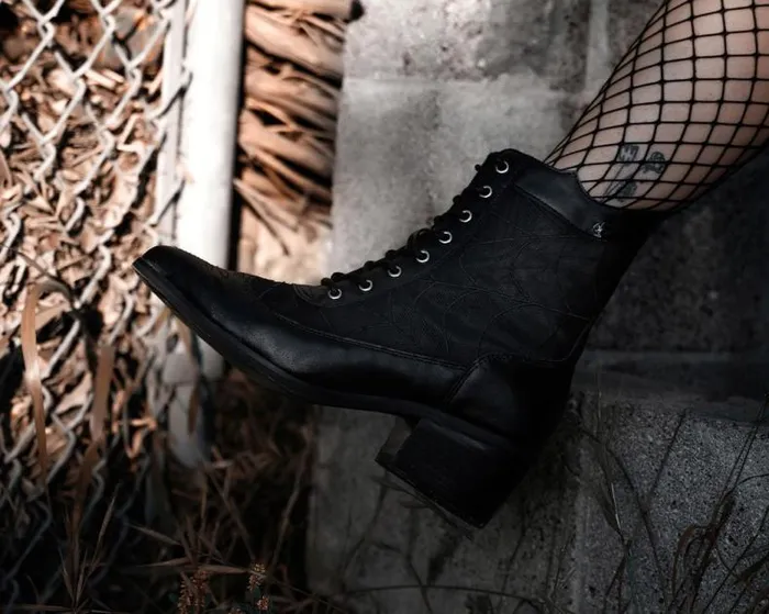 TUK Shoes Boots Women Black Victorian Mesh Spiderweb Boot TUK Shoes Boots Women Black Victorian Mesh Spiderweb Boot