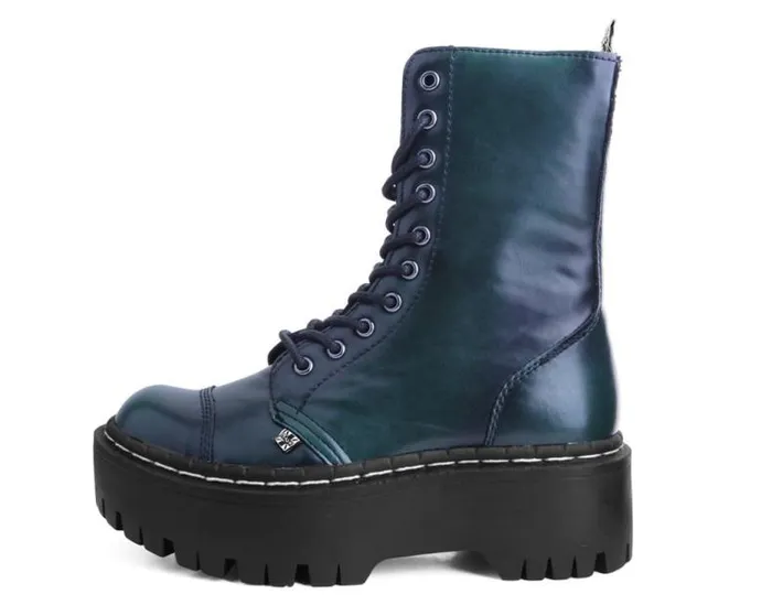 TUK Shoes Boots Women Green RubOff 10Eye Double Decker Boot TUK Shoes Boots Women Green RubOff 10Eye Double Decker Boot