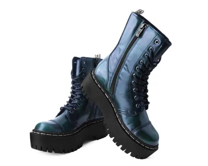TUK Shoes Boots Women Green RubOff 10Eye Double Decker Boot TUK Shoes Boots Women Green RubOff 10Eye Double Decker Boot