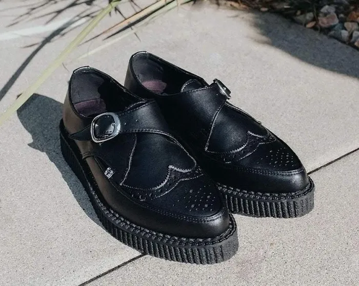 TUK Shoes Dress Shoes Men Black TUKskin Vegan Wingtip Buckle Pointed Creeper Shoe TUK Shoes Dress Shoes Men Black TUKskin Vegan Wingtip Buckle Pointed Creeper Shoe