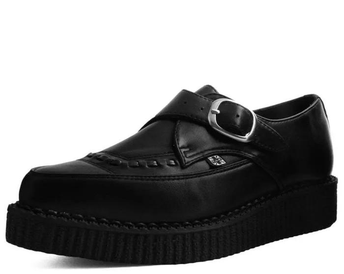 TUK Shoes Dress Shoes Men Black Vegan TUKskin Pointed Toe Monk Buckle Creepers TUK Shoes Dress Shoes Men Black Vegan TUKskin Pointed Toe Monk Buckle Creepers